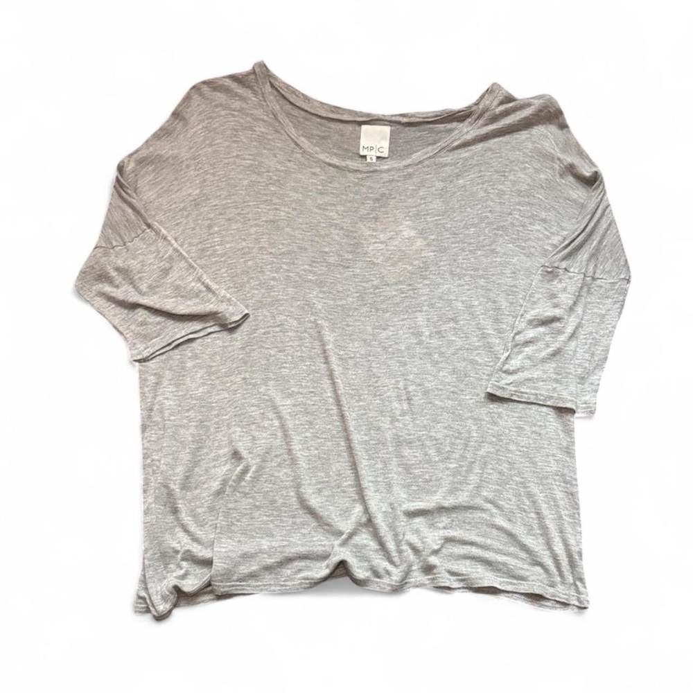 NEW MINKPINK x MP|C Soft Two-Tone Heather Grey Basics 3/4 Sleeve Top — SMALL
